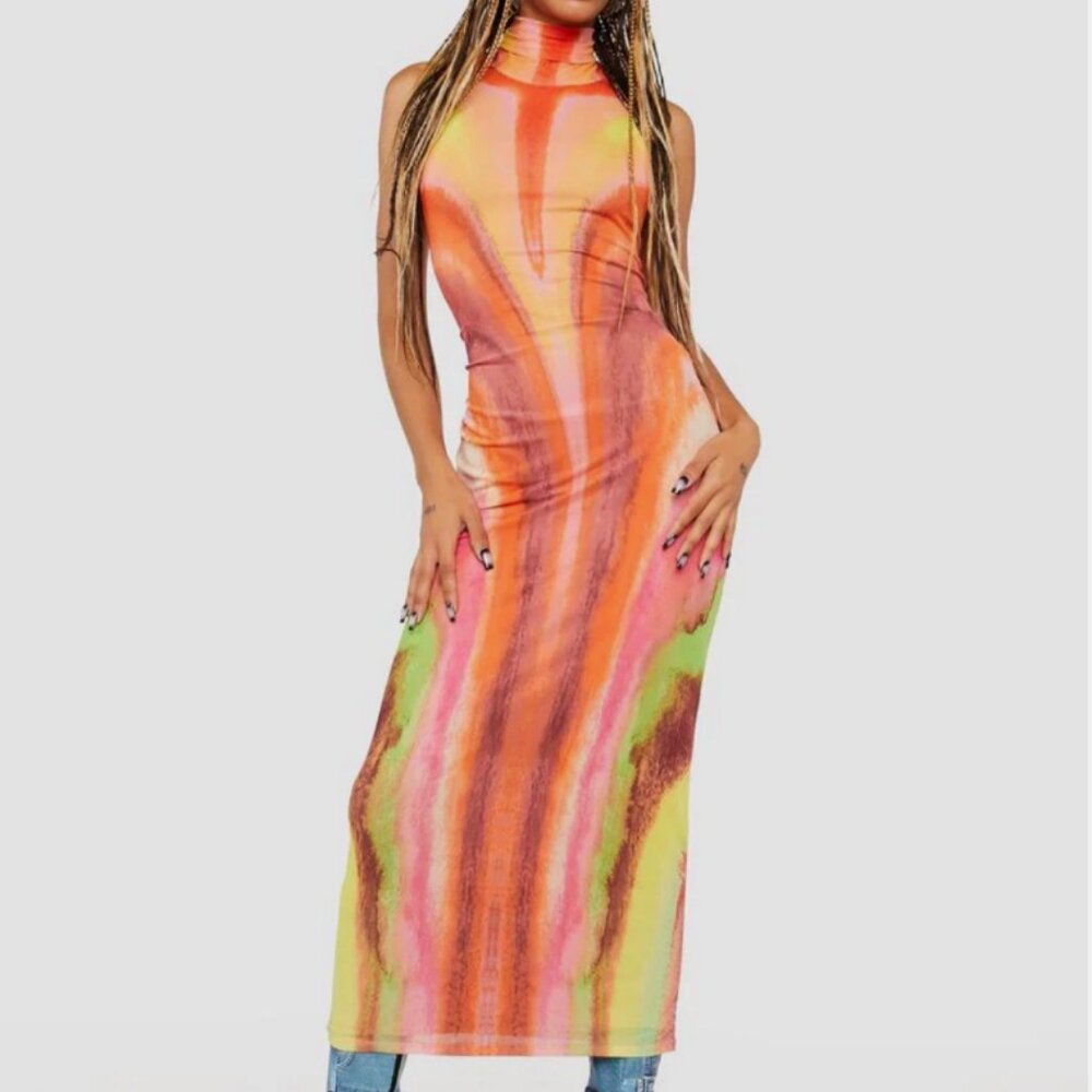 AFRM Neon Watercolor Serenity Midi Dress -SIZE SMALL